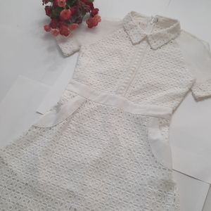 Valentino white lace dress with collar